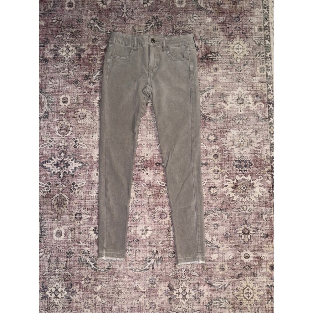 American Eagle 360 Super Stretch Jegging Gray Skinny Jeans Raw Hem Size 4 Reg